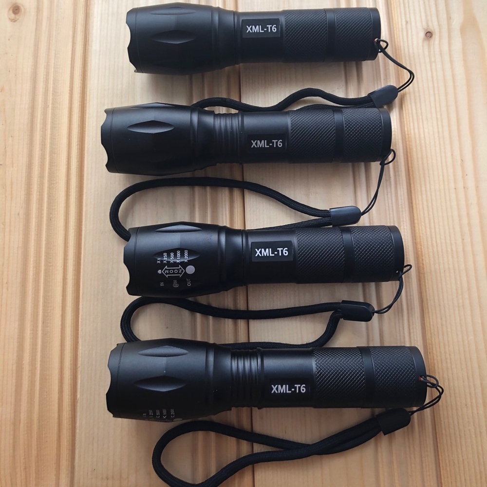SET of 4: XML-T6 LED Flashlights 1000 Lumen 5-mode